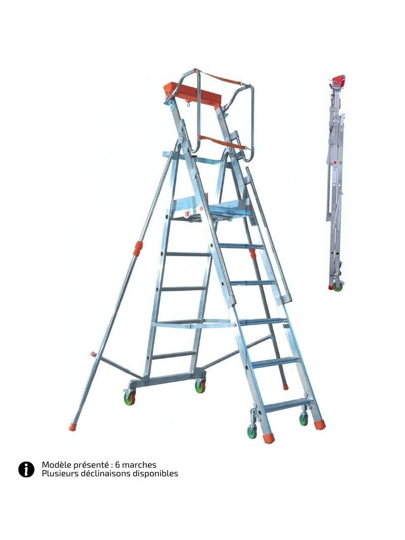 FACAL - Escabeau Aluminium Roulant Avec Stabilisateurs Casta - 4