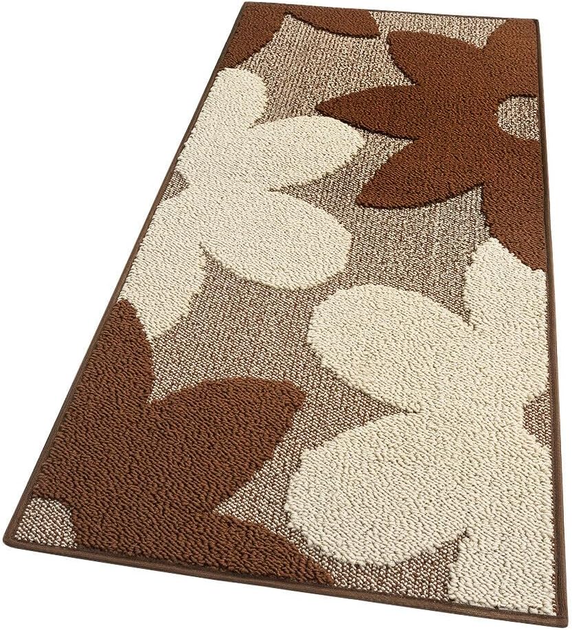 Alfombra de cocina 57x180 cm flores 3d bordeado suave moderno antideslizante marrón