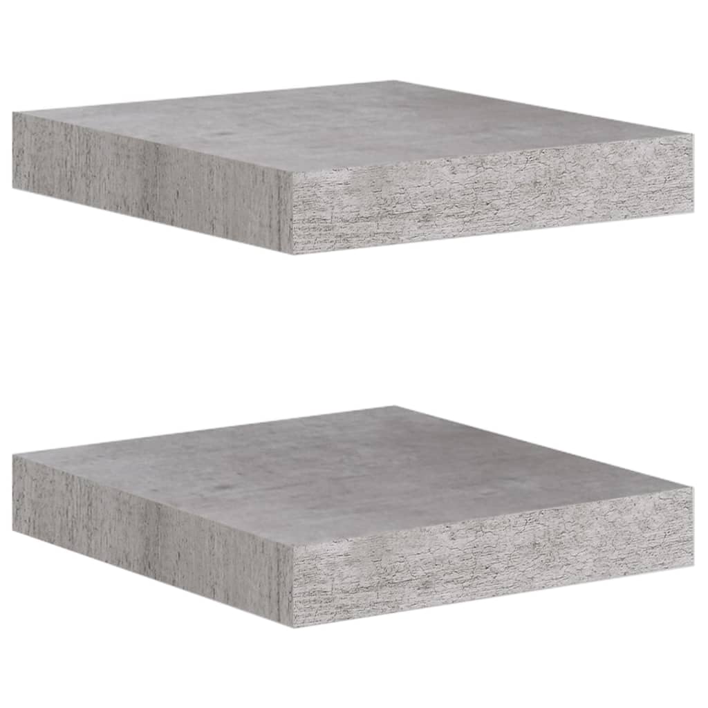 Półka ścienna wisząca, 2 szt., płyta MDF w kolorze szary beton, 23x23,5x3,8 cm- COMFORTXL