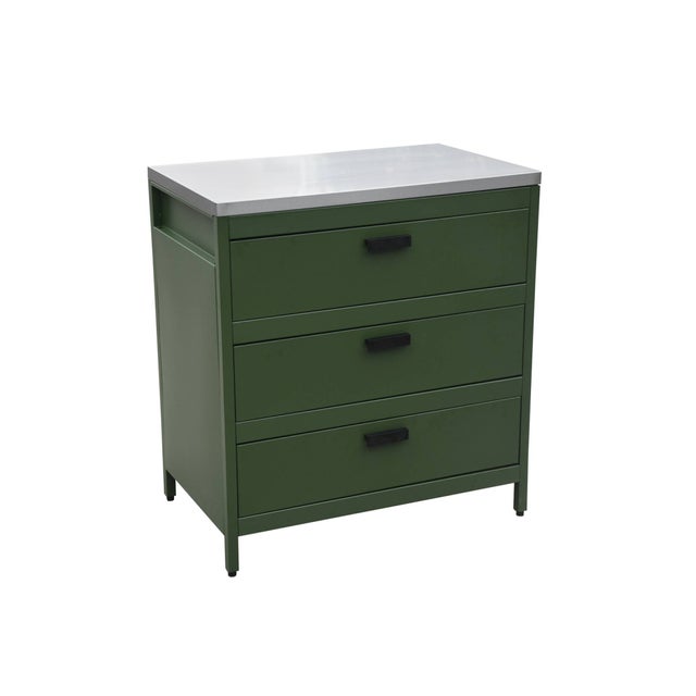 Cozinha externa em aço com 3 gavetas, 80cm, Naxos, Verde, 80x51x87.5 cm