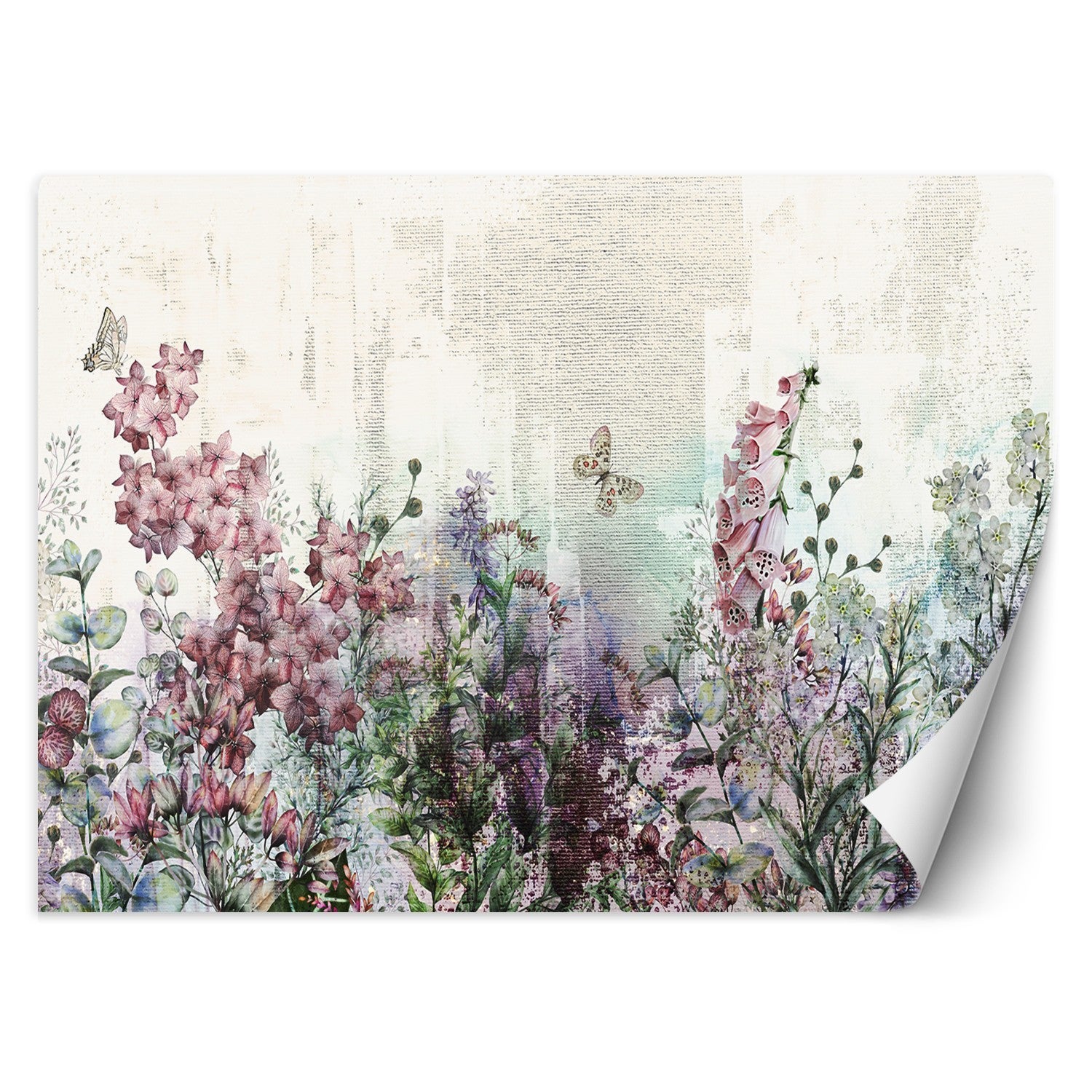 Fototapeta, Łąka Kwiaty Rośliny Motyle 250x175