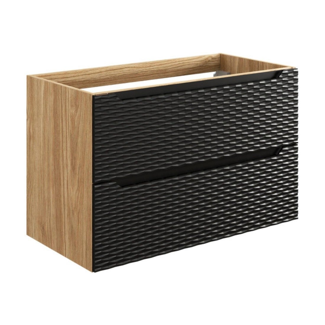 Mobile sottolavabo YOKA – 2 cassetti – Rovere chiaro e nero – L90 × P46 ...