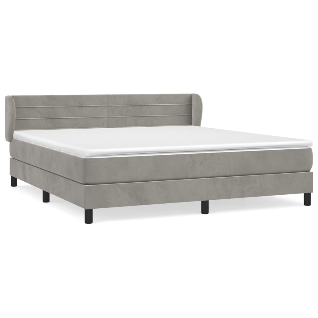 Maison Exclusive - Sommier à lattes de lit et matelas Gris clair 180x200cm Velours - 9