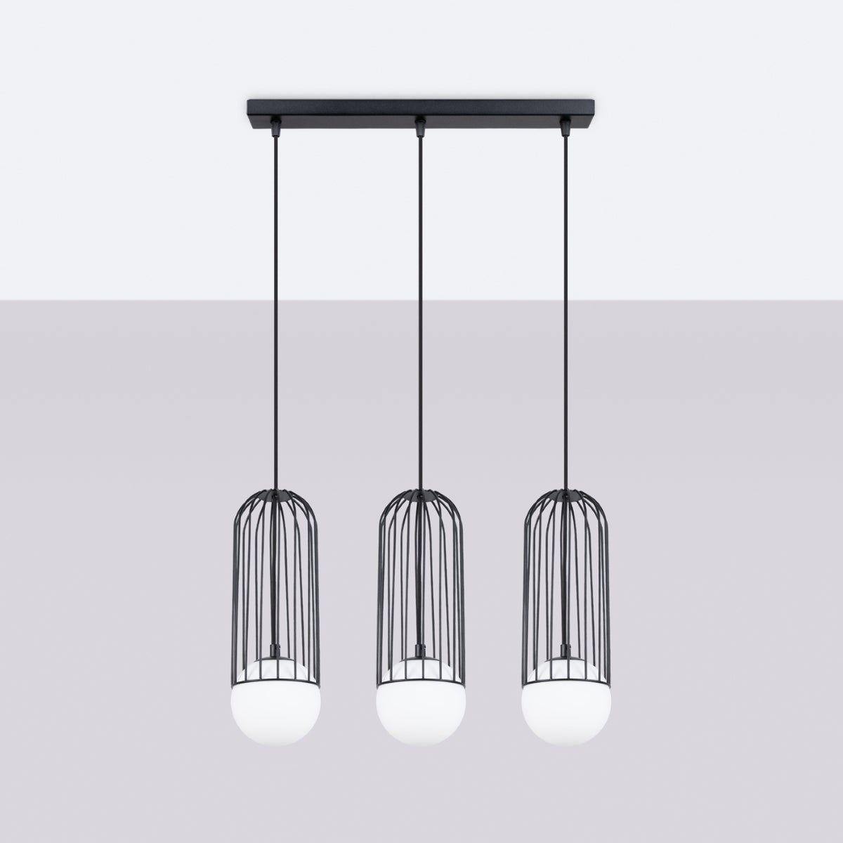 Lampa wisząca ZYNEX 3L czarna LED 4000K - 54x12x115cm Sollux