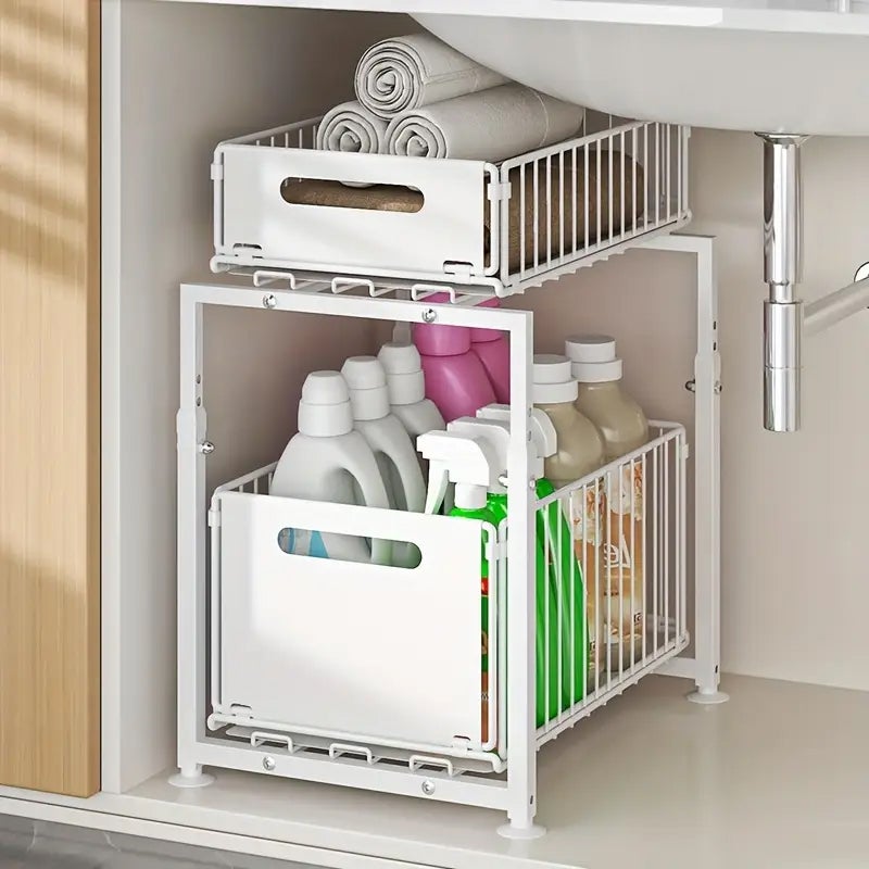 Étagère Coulissante Sous Évier Cocoarm - Panier Rangement Cuisine Multicouche