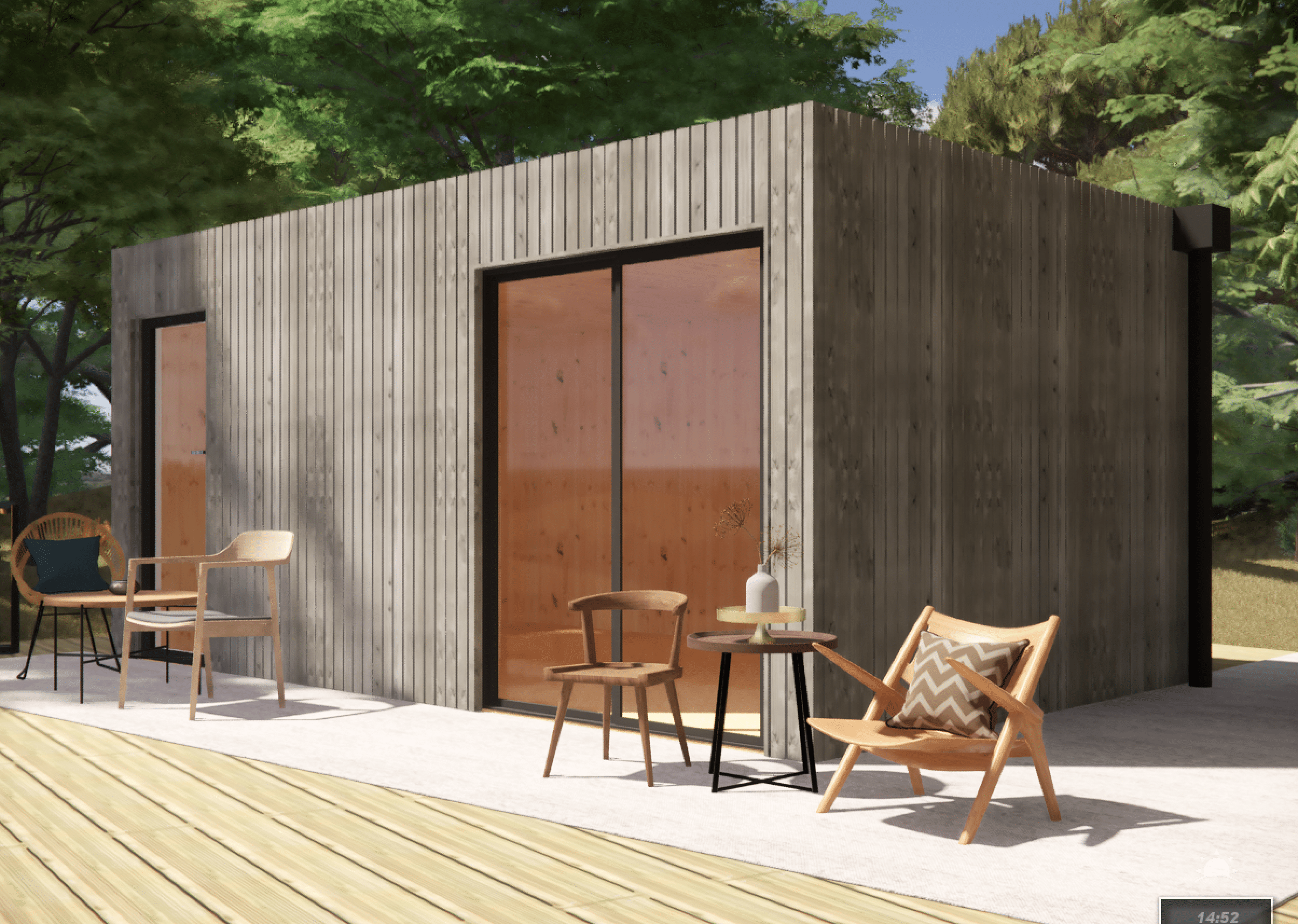 Bureau de jardin ossature bois en bois 5,5 x 3,5 x 2,7 m avec plancher isolé - 6