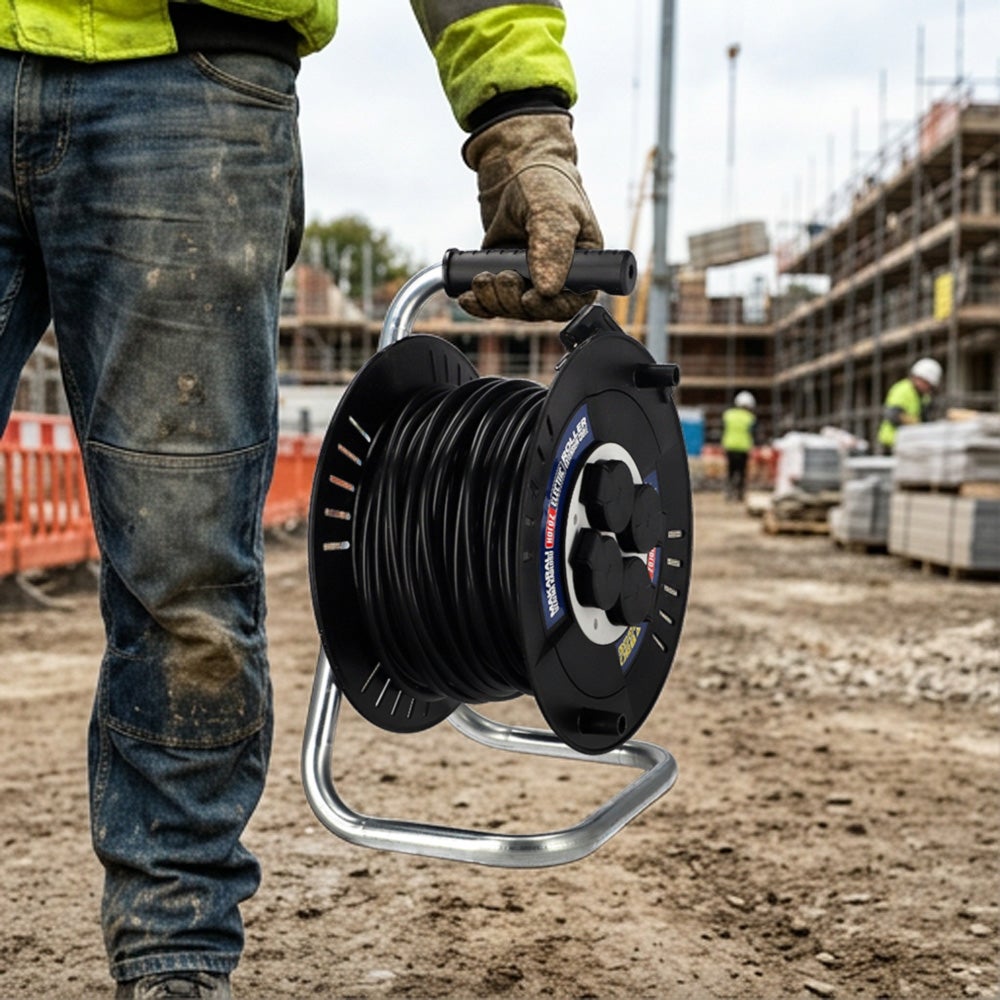 Przedłużacz bębnowy 4-gniazdowy SCHUKO IP44 czarny 3×1,5 mm² 30 m HOROZ - 5