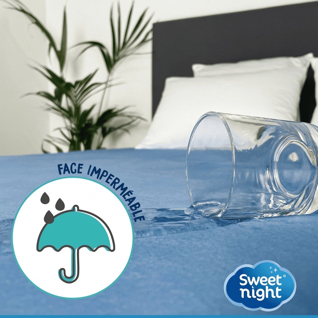 Housse Intégrale Matelas 140x190 cm Bleue - Rénove Matelas Zippé Imperméable - Lavage 95°C - 2
