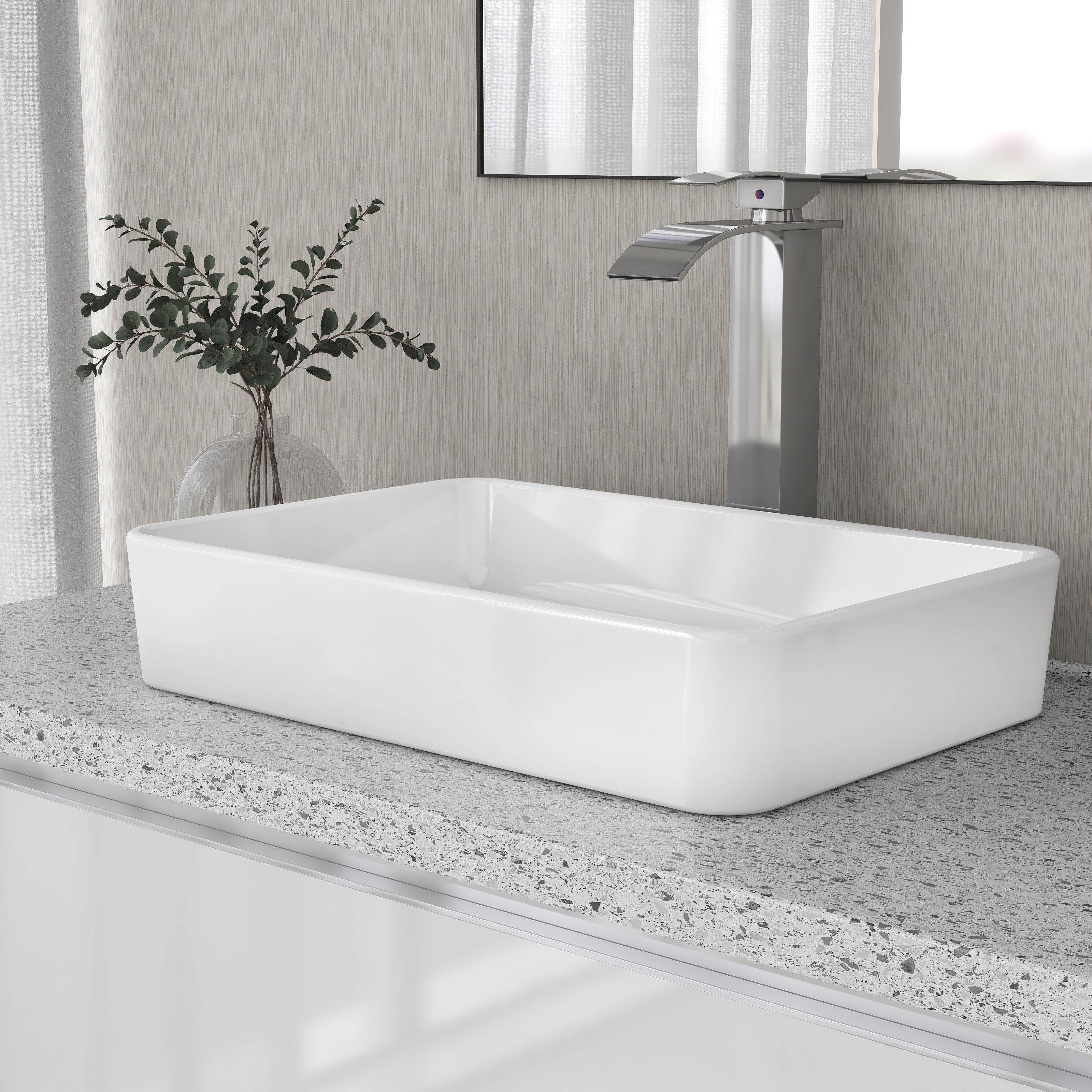 Vasque à poser rectangulaire en céramique blanche 50,5 x 34 x 11 cm – Pour salle de bain – DeerValley - 8