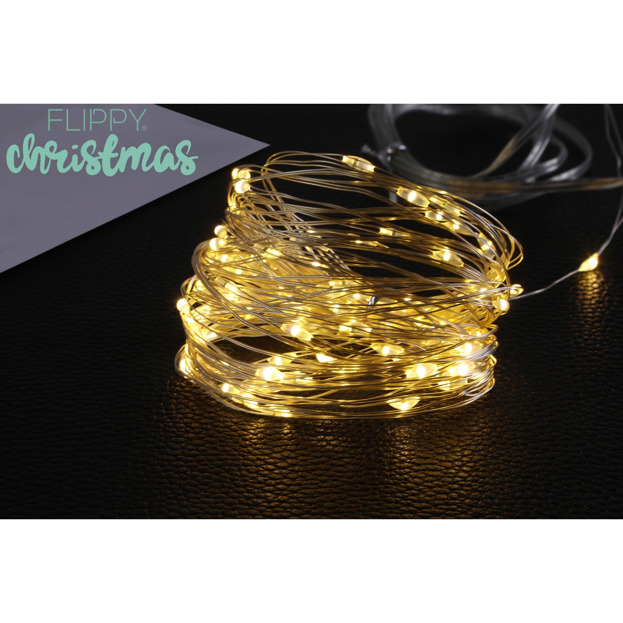 Instalatie Craciun Flippy, 10 m, 100 LED-uri alb cald, USB, telecomanda 8 functii