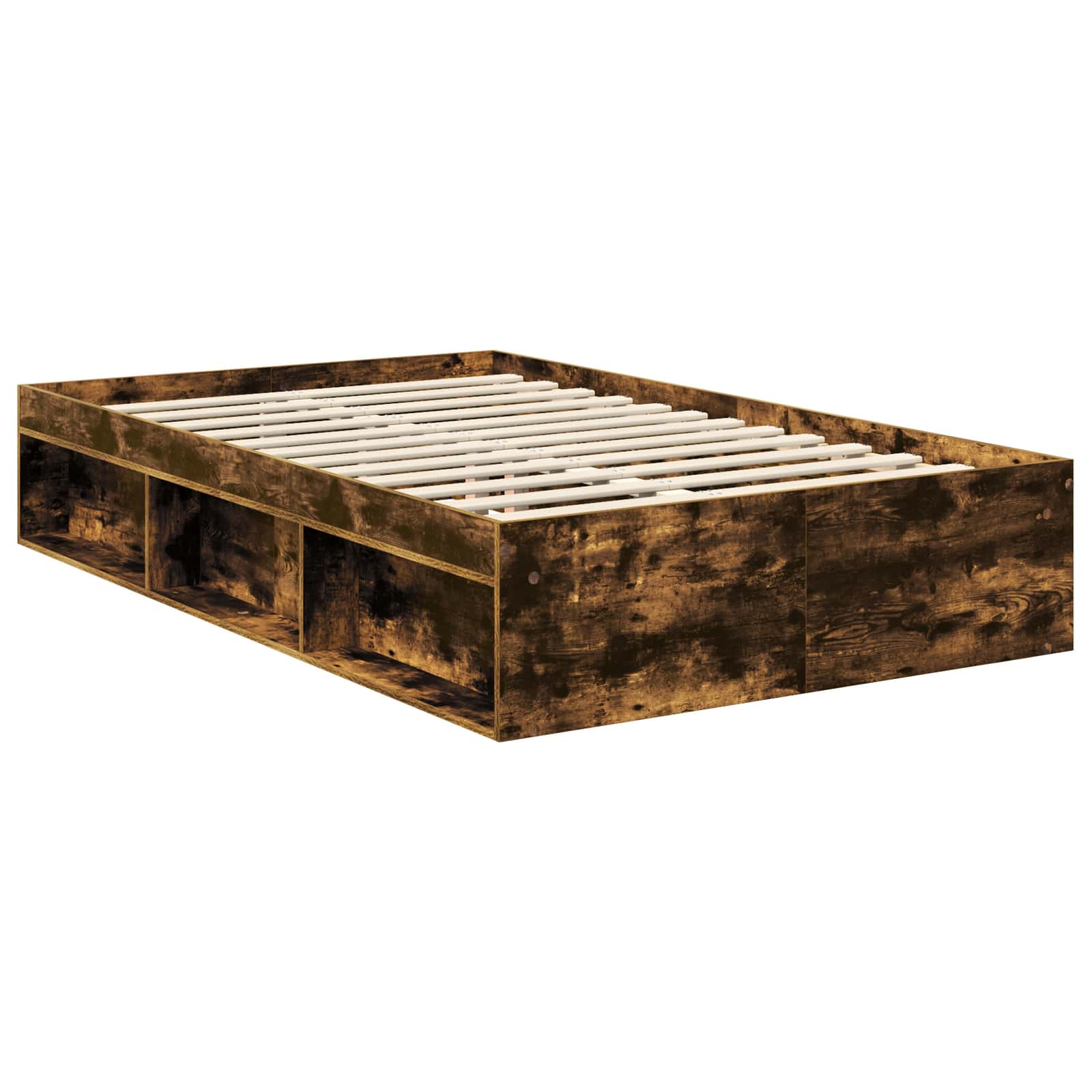 Cadre de lit chêne fumé 120 x 200 cm bois de pin massif - 5