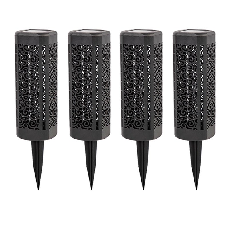 Zestaw 4 solarnych lamp podłogowych do trawnika, oświetlenie dekoracyjne ogrodu, lampy [światło białe]