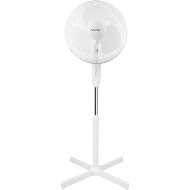 Ventilateur de pied Oceanic 45W blanc 41 cm avec oscillation 75° et 3 vitesses