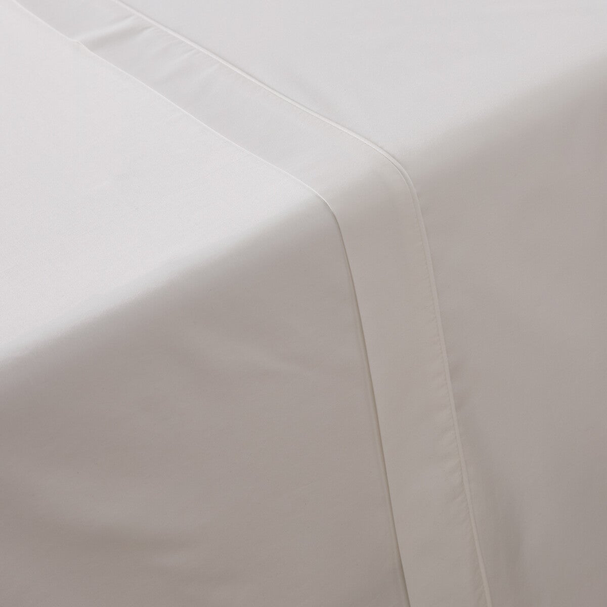 Drap plat uni en satin de coton, Opale - Blanc - 180 x 290 cm - 3
