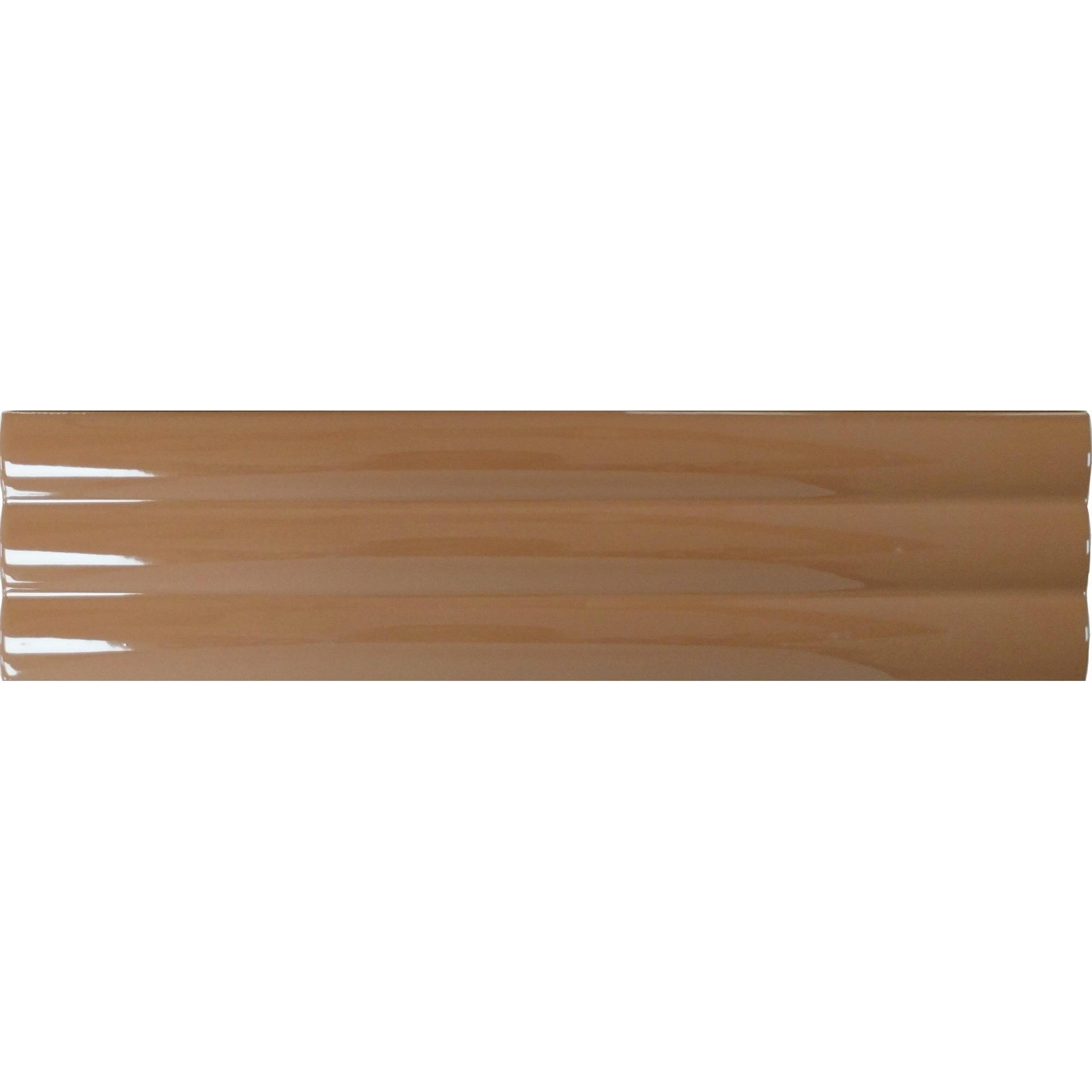 Błyszcząca płytka ścienna z reliefem, brązowa, Acanto 10x40 cm Reeded Almond