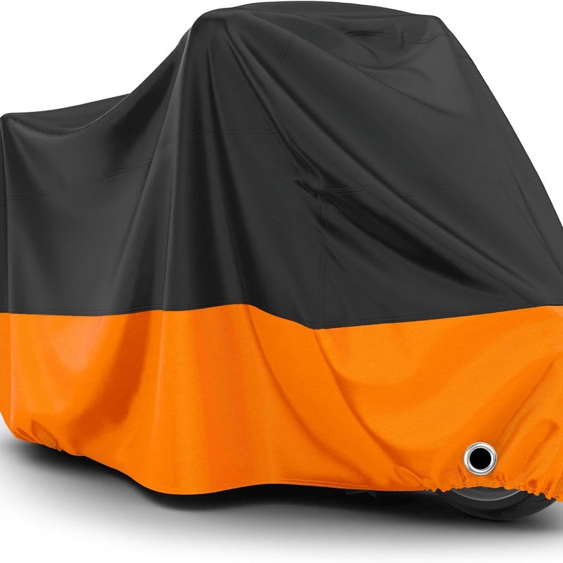Wodoodporny pokrowiec na motocykl Oxford, chroniący przed słońcem, pyłem i wiatrem, do użytku na zewnątrz, 245 x 105 x 125 cm, pomarańczowy