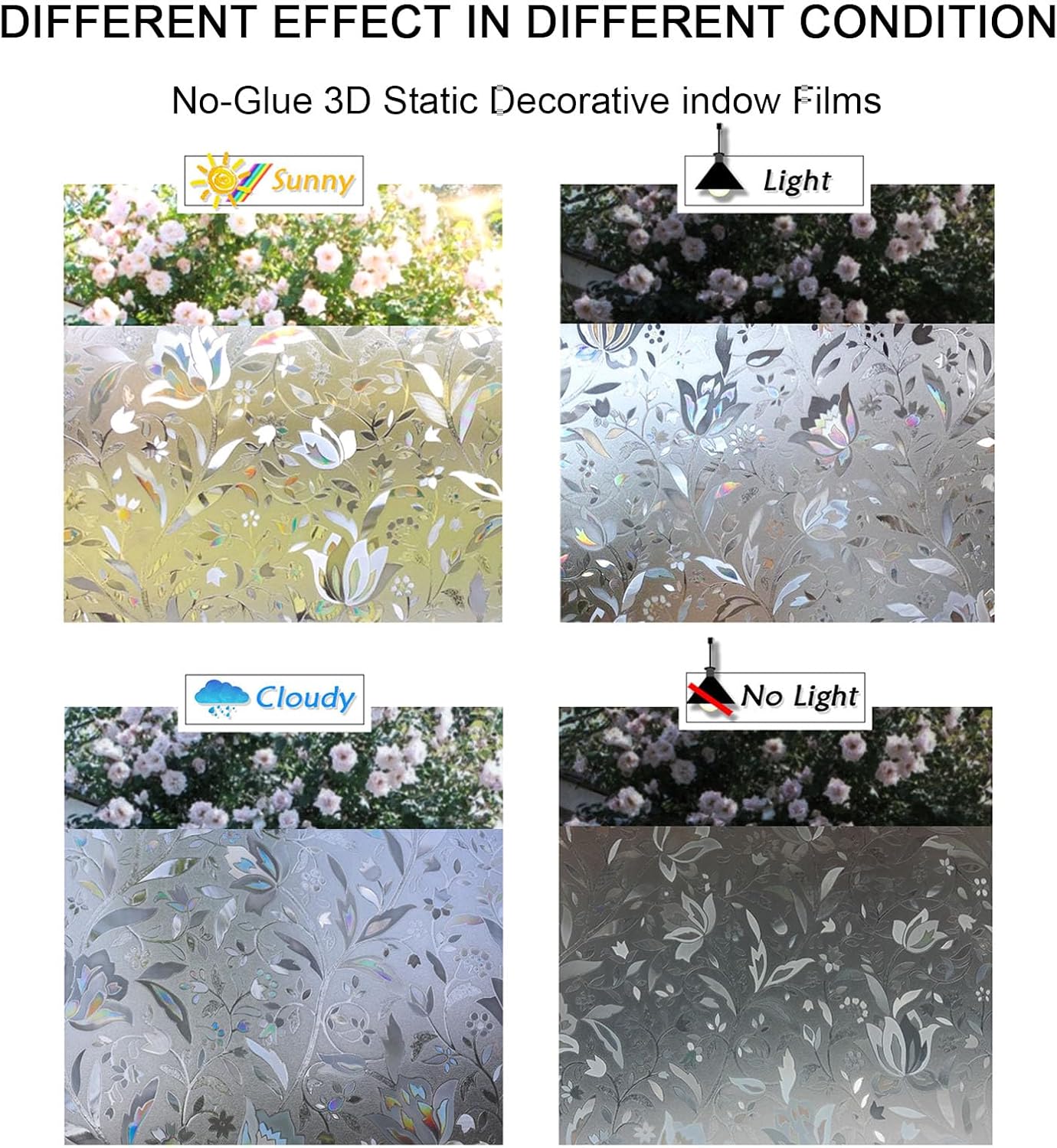 2 sztuki folii szklanej 3D Tulip, samoprzylepna folia okienna, dekoracyjna naklejka na okno, 60 x 200 cm - 4