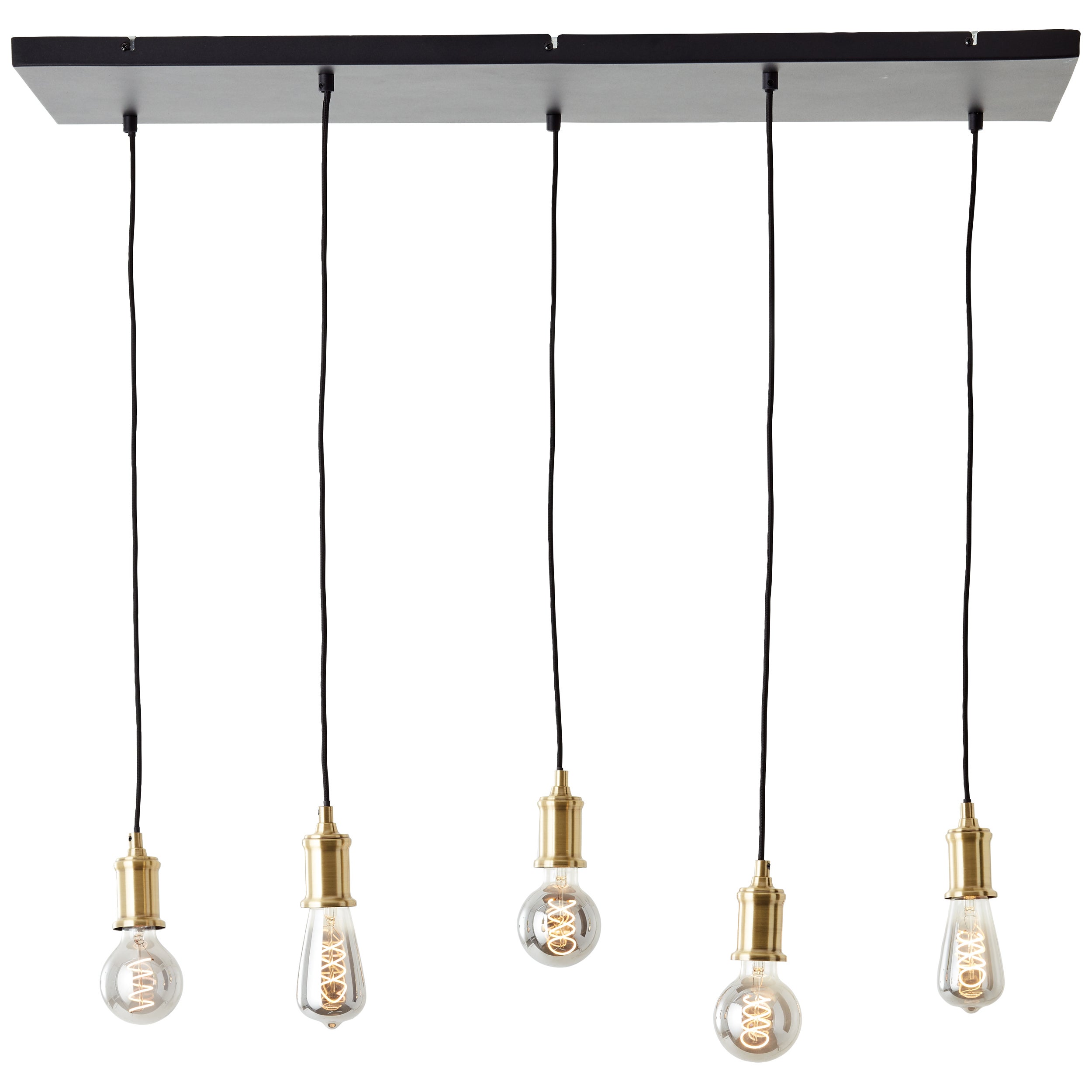 Darcia błyszcząca lampa wisząca 5 żarówek czarny metal/czarne drewno 5x A60, E27, 60 W