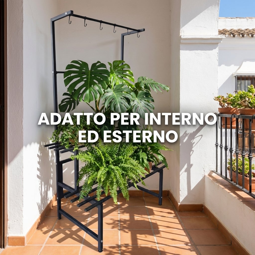 Scaffale portapiante portafiori fioriere giardino terrazzo grandi esterno interno acciaio verticale portavasi da esterno 2RIP120CM+GANCI - 7