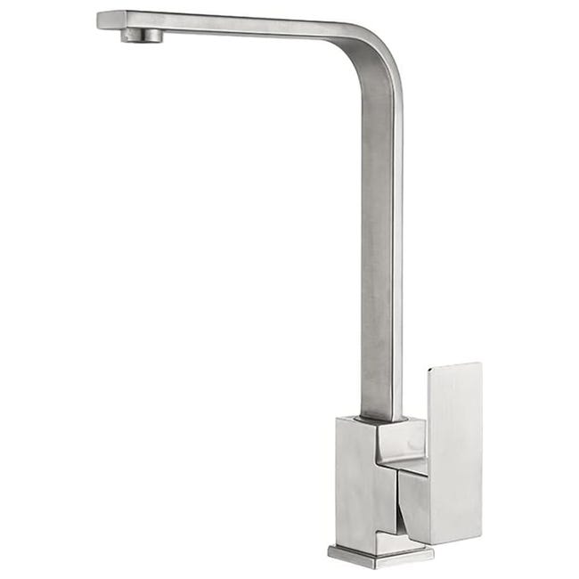 Kwadratowy kran kuchenny z wysoką wylewką - Bateria zlewozmywakowa (szczotkowana)