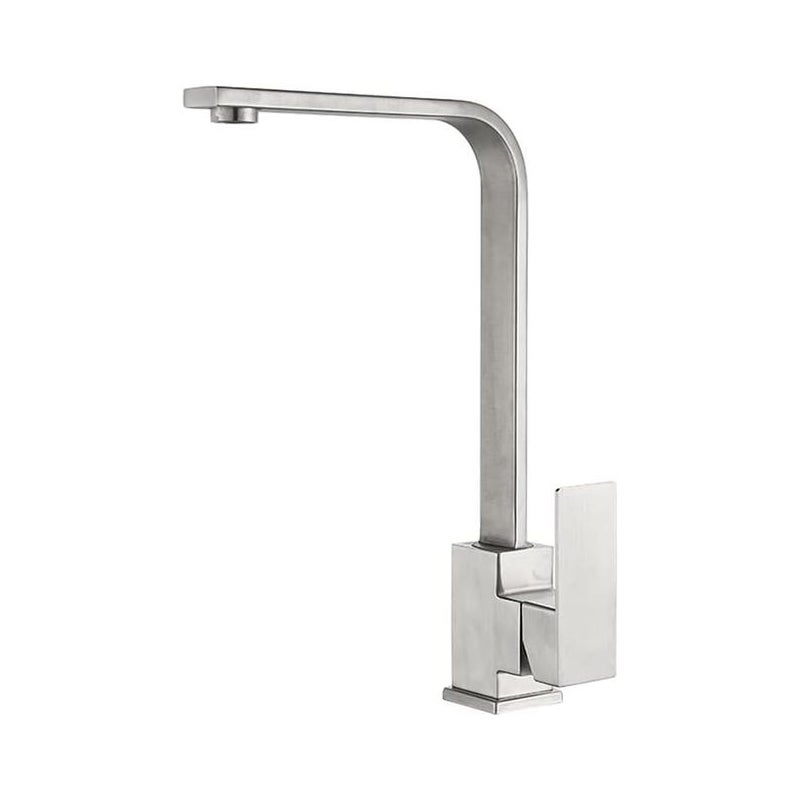 Kwadratowy kran kuchenny z wysoką wylewką - Bateria zlewozmywakowa (szczotkowana)