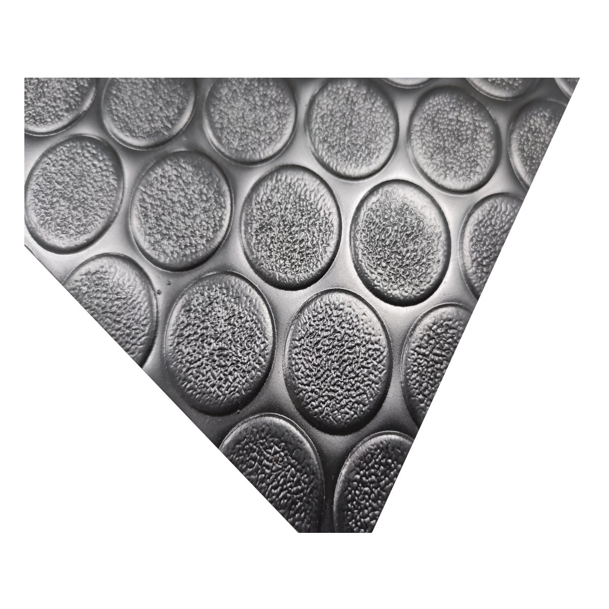 Suelo Goma| Composición 100% Caucho| Suelo Caucho| Suelo PVC| Suelo Protector| Diseño Botones Negro| Grosor 1MM| Medida 140X700CM - 3