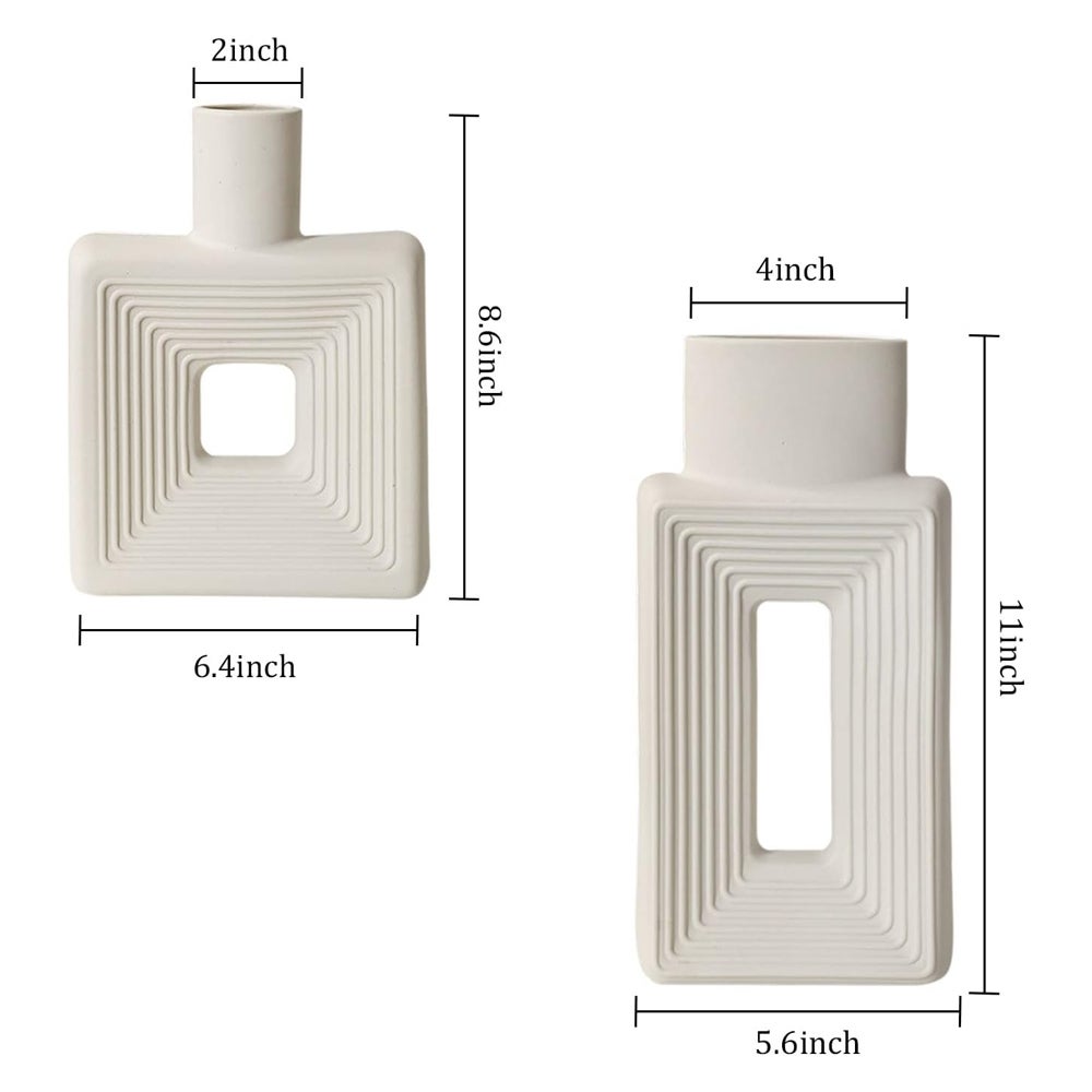Set Di 2 Vasi In Ceramica Beige CEMABT - Stile Boho Nordic, Minimalisti, Per Decorazione Casa, Matrimoni O Ufficio - Foto 6