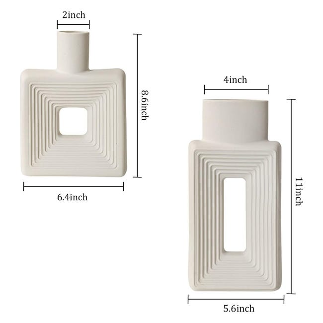 Set Di 2 Vasi In Ceramica Beige CEMABT - Stile Boho Nordic, Minimalisti, Per Decorazione Casa, Matrimoni O Ufficio - Foto 6
