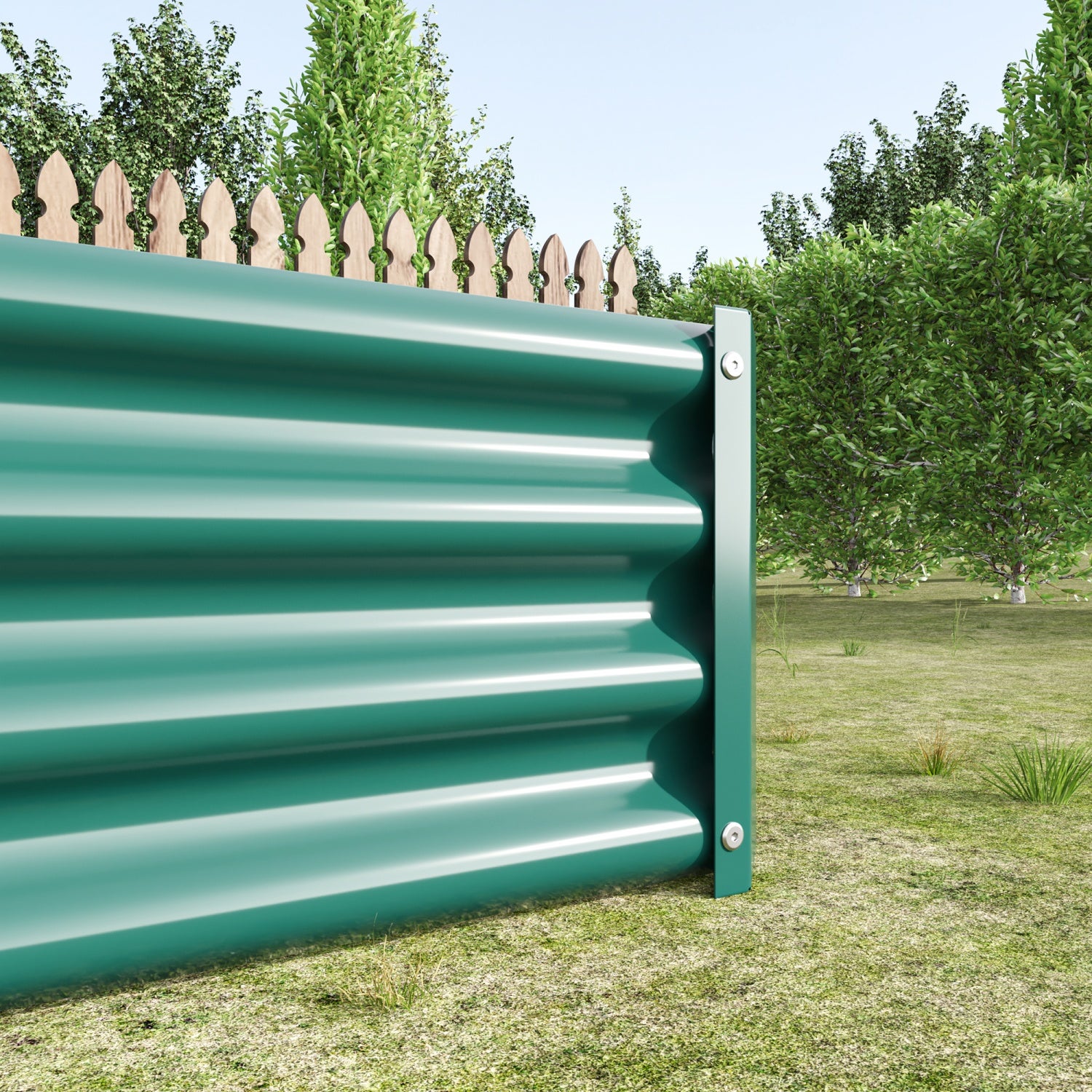 Potager surélevé, bac de jardin en acier solide, dimensions 180 x 91 x 30 cm, vert. - 4