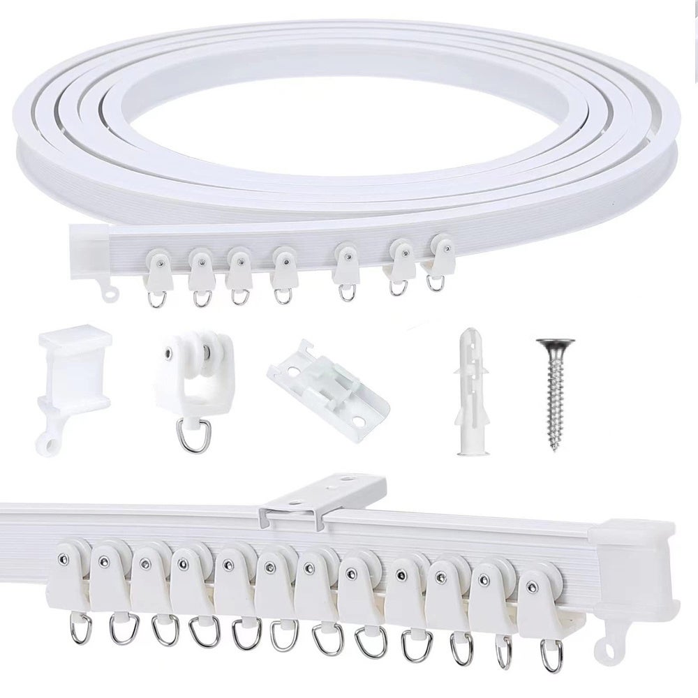 NeatiEase Binario Per Tende Arricciate Da Soffitto 3M - Curvo E Flessibile Per Divisori, Camper, Ospedale E Doccia - Kit Completo - 2