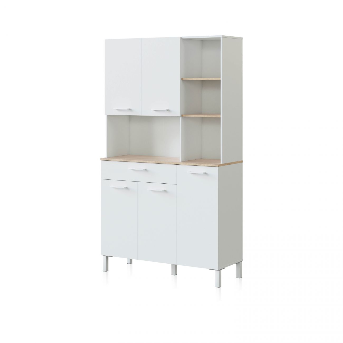 Alacena cocina Colin 5 Puertas Blanco Artik (Blanco Mate) - Roble Canadian 108 x 186 x 40 cm - 3