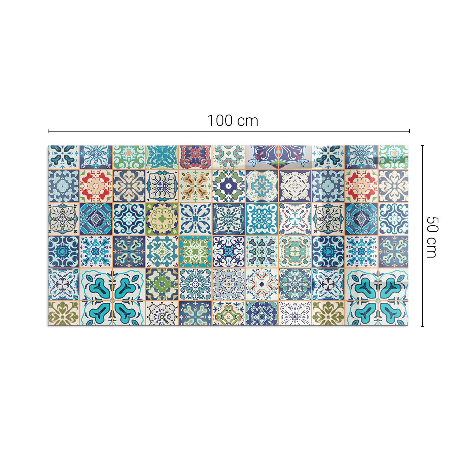 Prostokątna płyta szklana ochronna pod piecyk, kominek - 100x50 cm - Wzory mozaikowe na płytkach - TULUP - 2