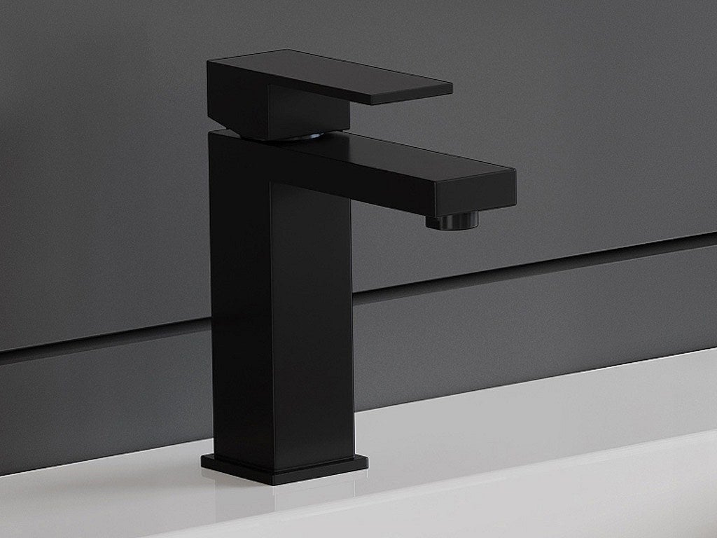 Bateria mieszająca mechaniczna kwadratowa ze stali nierdzewnej szczotkowanej - Czarny mat - wys. 17,3 cm - CANILAS