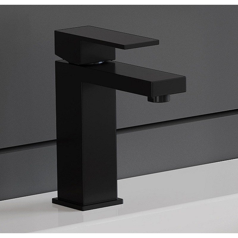 Bateria mieszająca mechaniczna kwadratowa ze stali nierdzewnej szczotkowanej - Czarny mat - wys. 17,3 cm - CANILAS