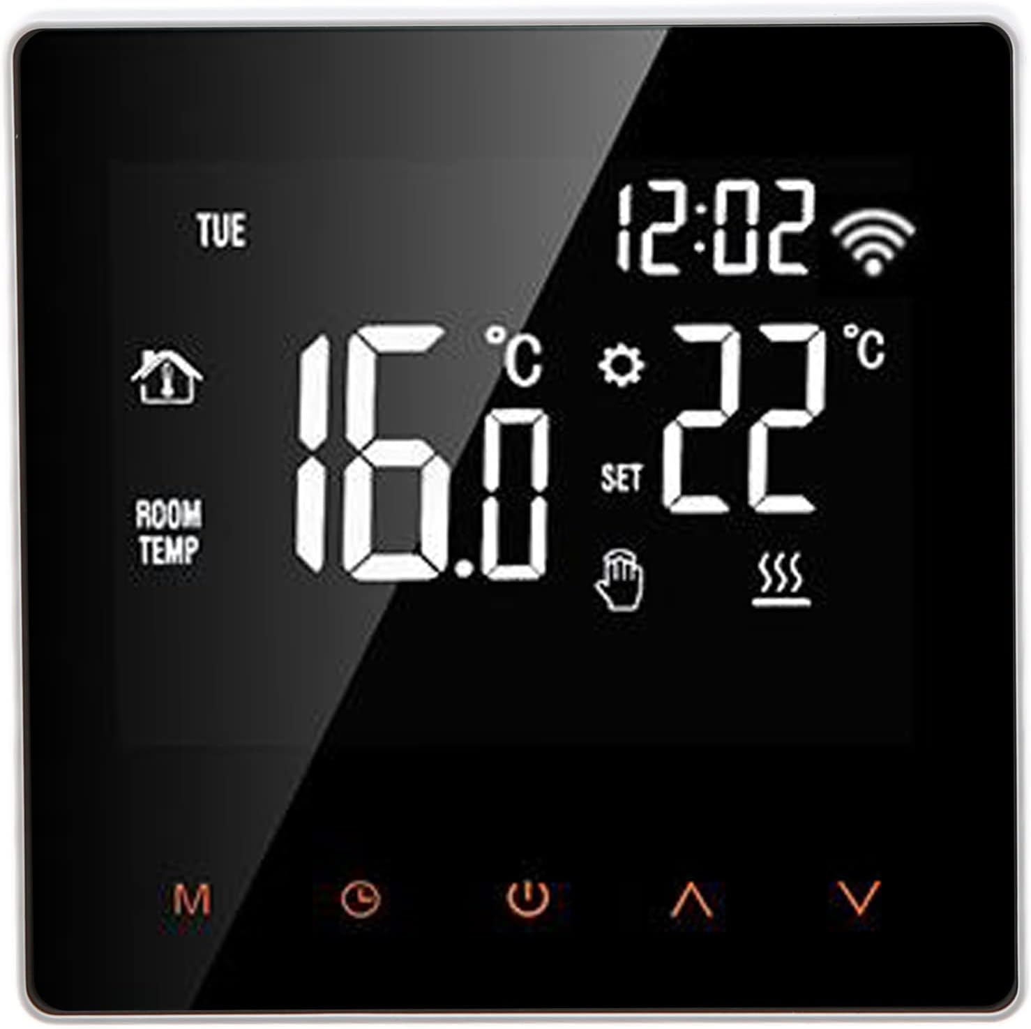 Inteligentny termostat Wi Fi Hz termostat do kotła gazowego C ekran dotykowy LCD kompatybilny z Tuya pomarańczowy przycisk