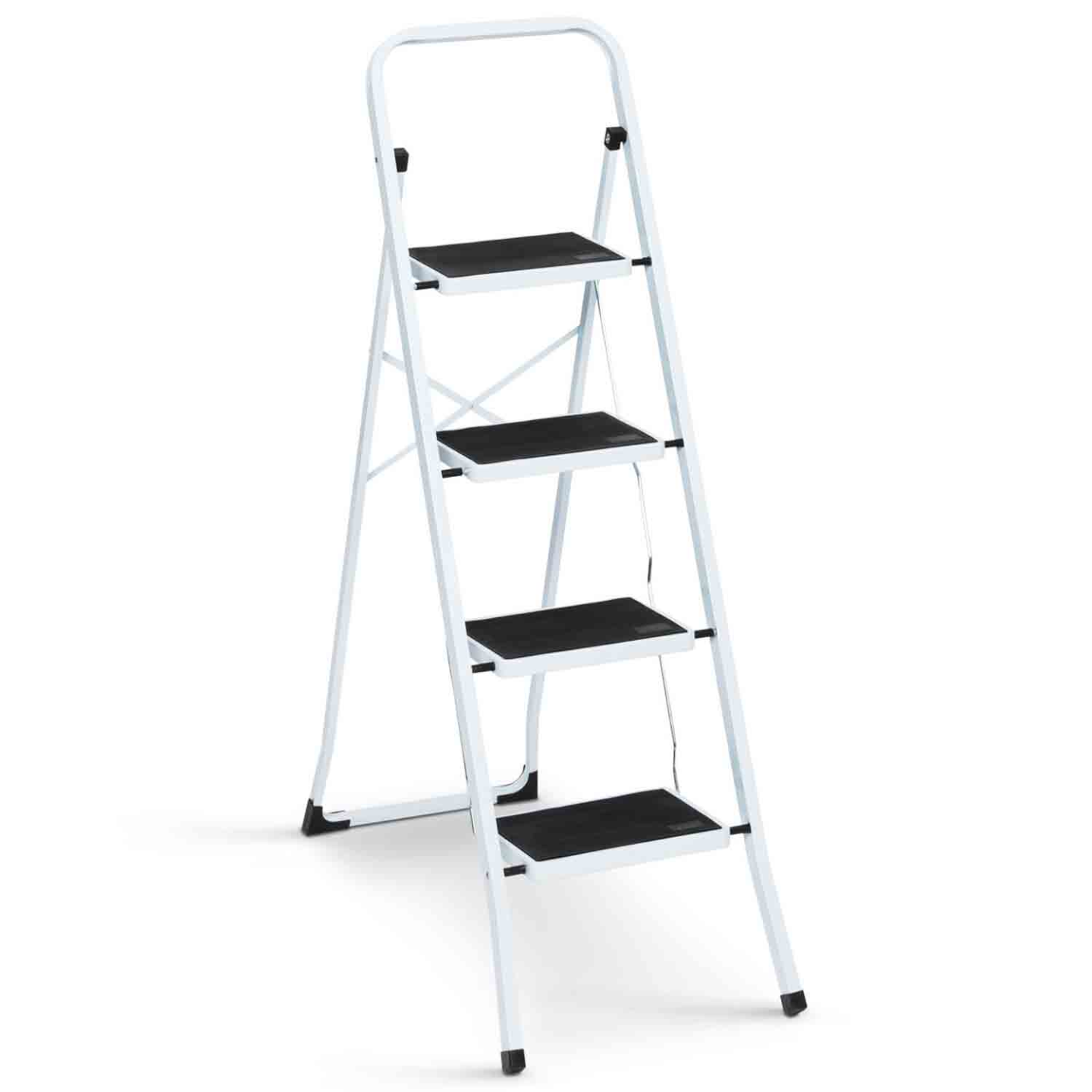 Escabeau marchepied pliable 4 marches antidérapantes avec garde corps - 2