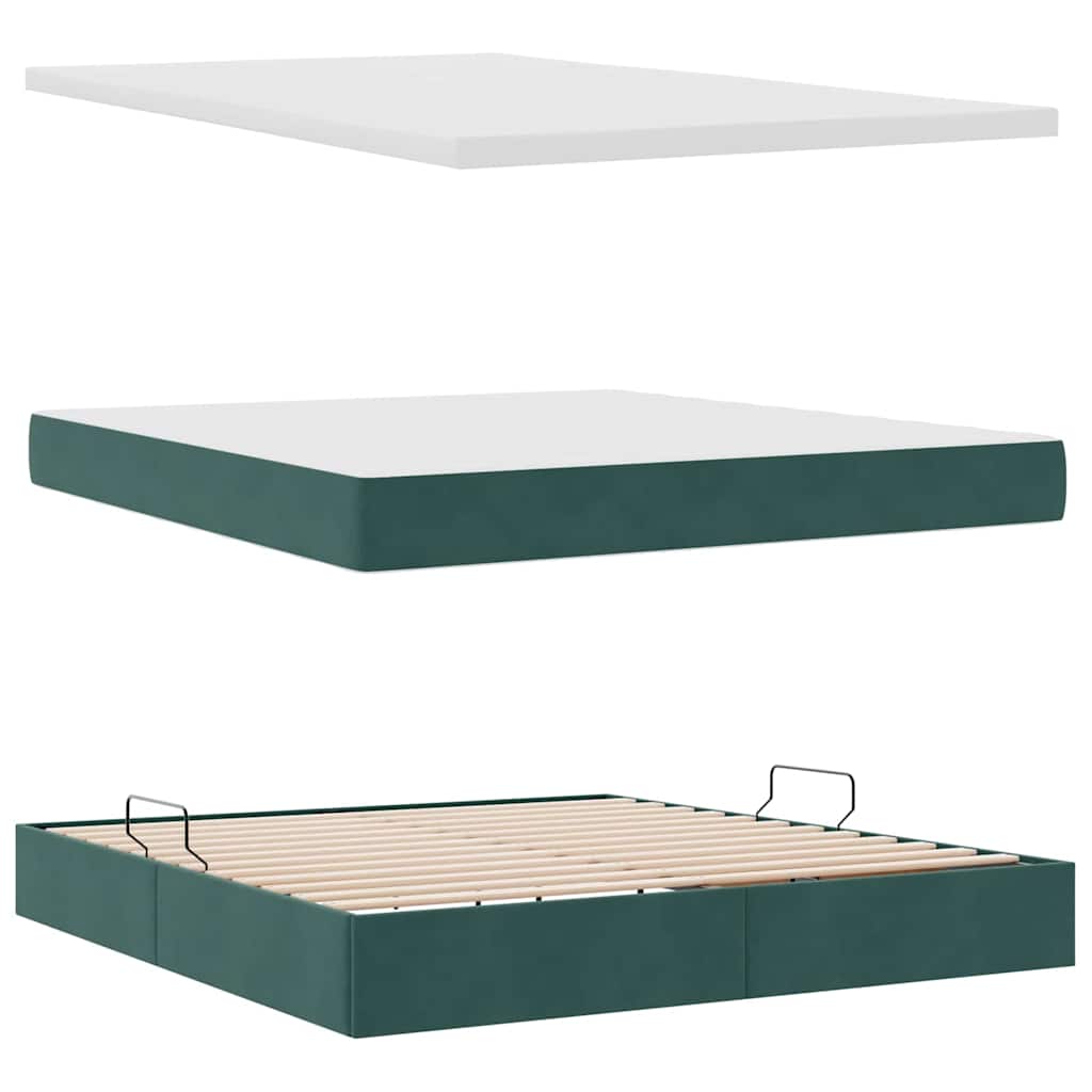 Lit avec rangement, vert foncé, 160 x 200 cm, velours - 8