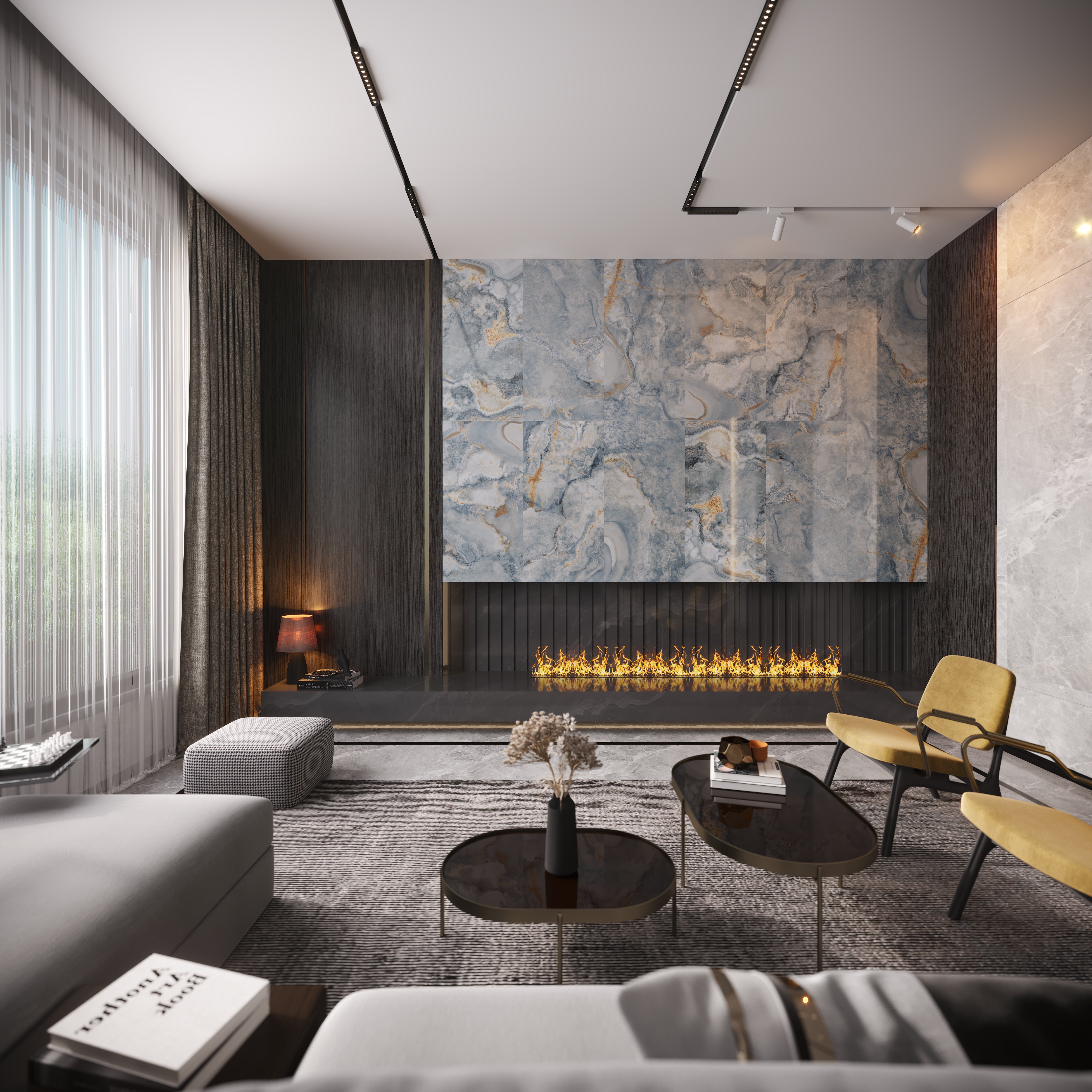 Carrelage sol / mur effet marbre bleu ONYX AGATE BLUE l.60 x L.120 cm Brillant LIMCARO - 2