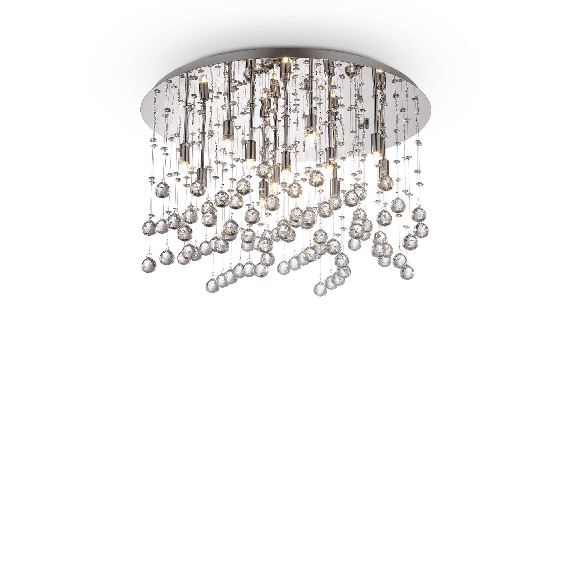Ideal Lux  Plafonnier Chrome En Cristal Moonlight 12 Ampoules , Leroy Merlin