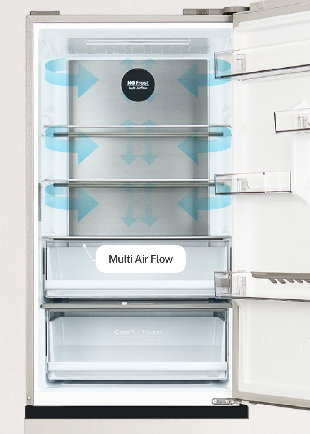 CREATE - FRIDGE STUDIO COMBI PRO FLEX 401 - Réfrigérateur 401L No Frost à l'italienne avec, Space Pro et Care+- Blanc cassé - 5