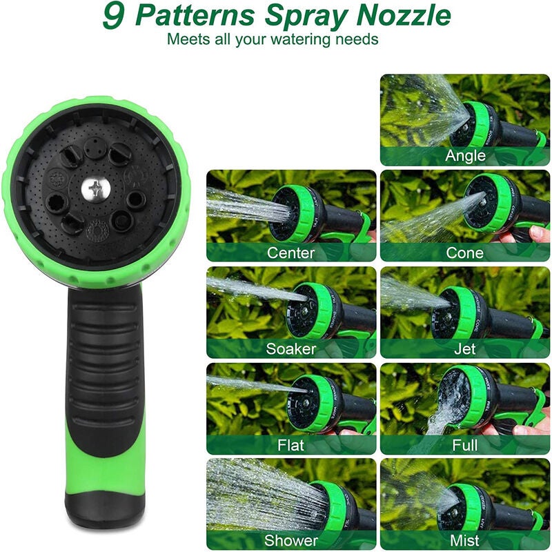 Tuyau Arrosage Extensible 30m 100ft Tuyau D’arrosage Retractable avec Support et Pistolet Arrosage 9 Fonctions Raccords en Laiton - 2