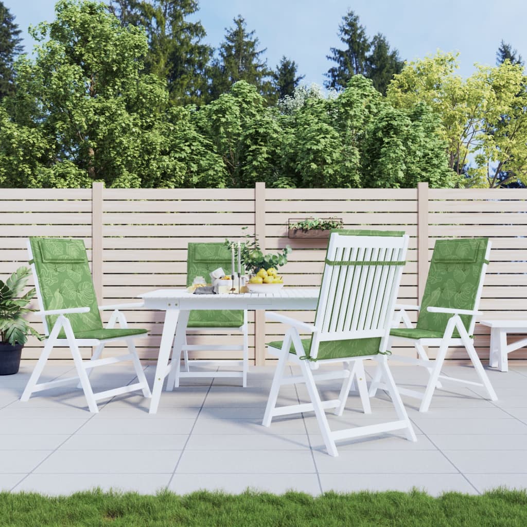 Poduszki na krzesła z wysokim oparciem, 4 szt., wzór w liście vidaXL