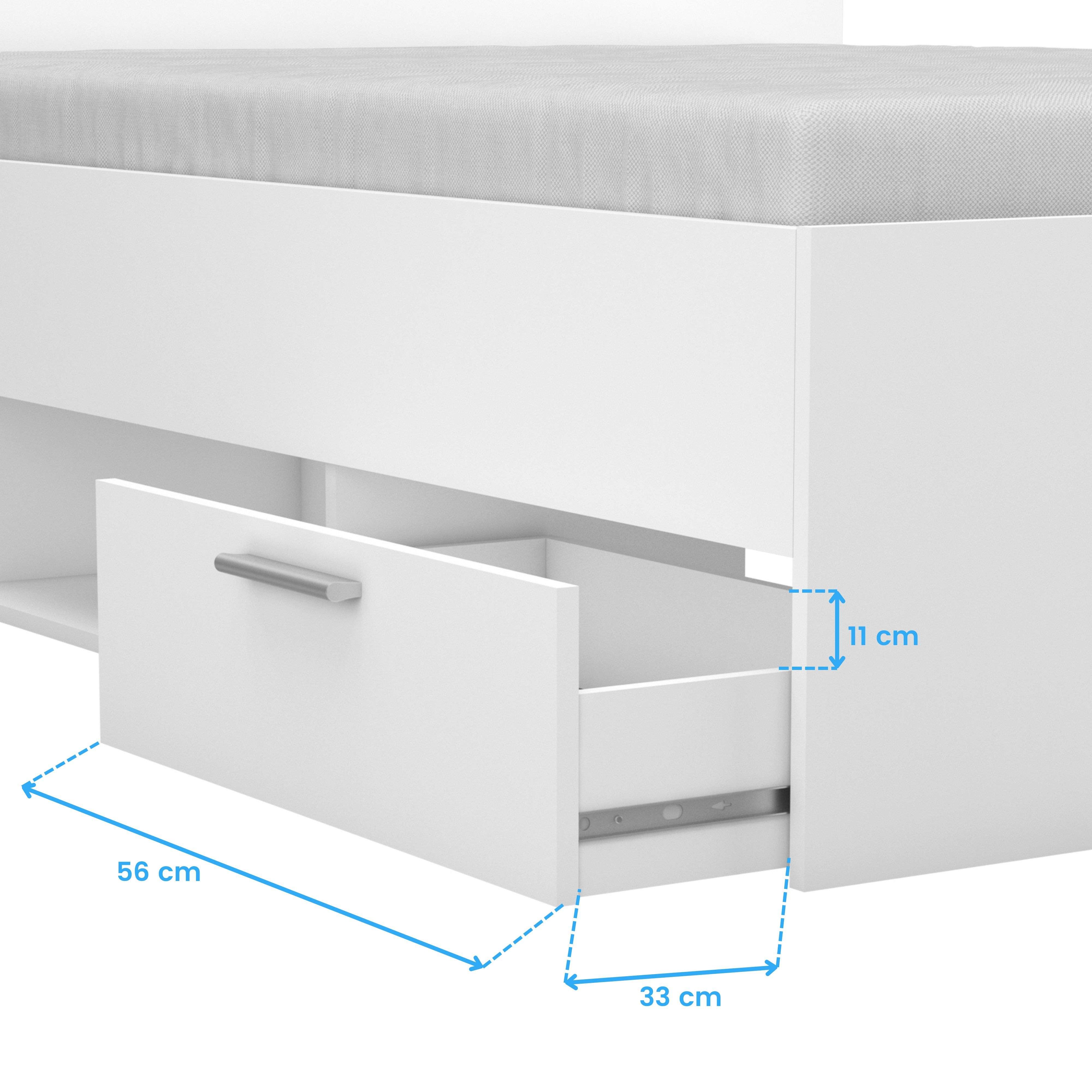 Lit rangement Douai-140 x 190 cm-Blanc - 8