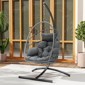 YITAHOME Fauteuil Oeuf suspendu gris - H195*D108*L124cm - pivotant à 360° - fer
