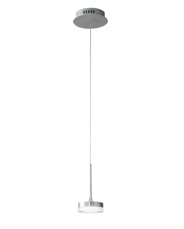 Dunk - pojedyncza lampa wisząca z satynowego aluminium firmy Fabas Luce - 8W ściemnialna dioda LED, nowoczesny design