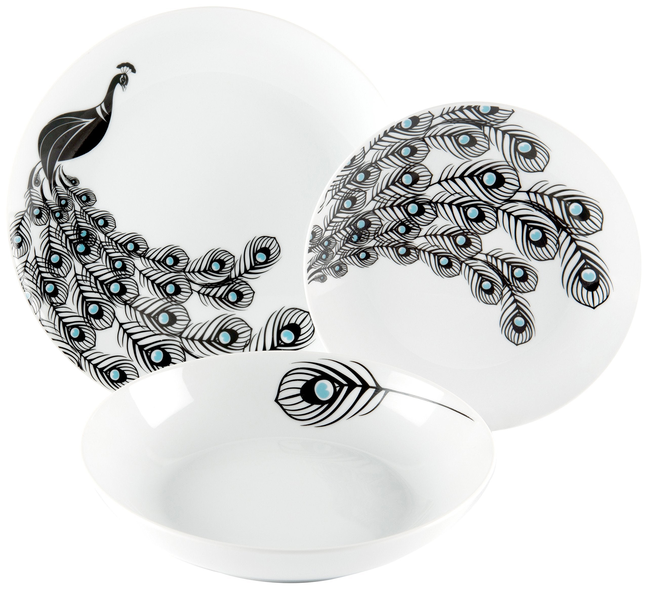 Servizio Tavola Excelsa Peacock - 18 Pezzi In Porcellana, Design Pavone - Foto 11