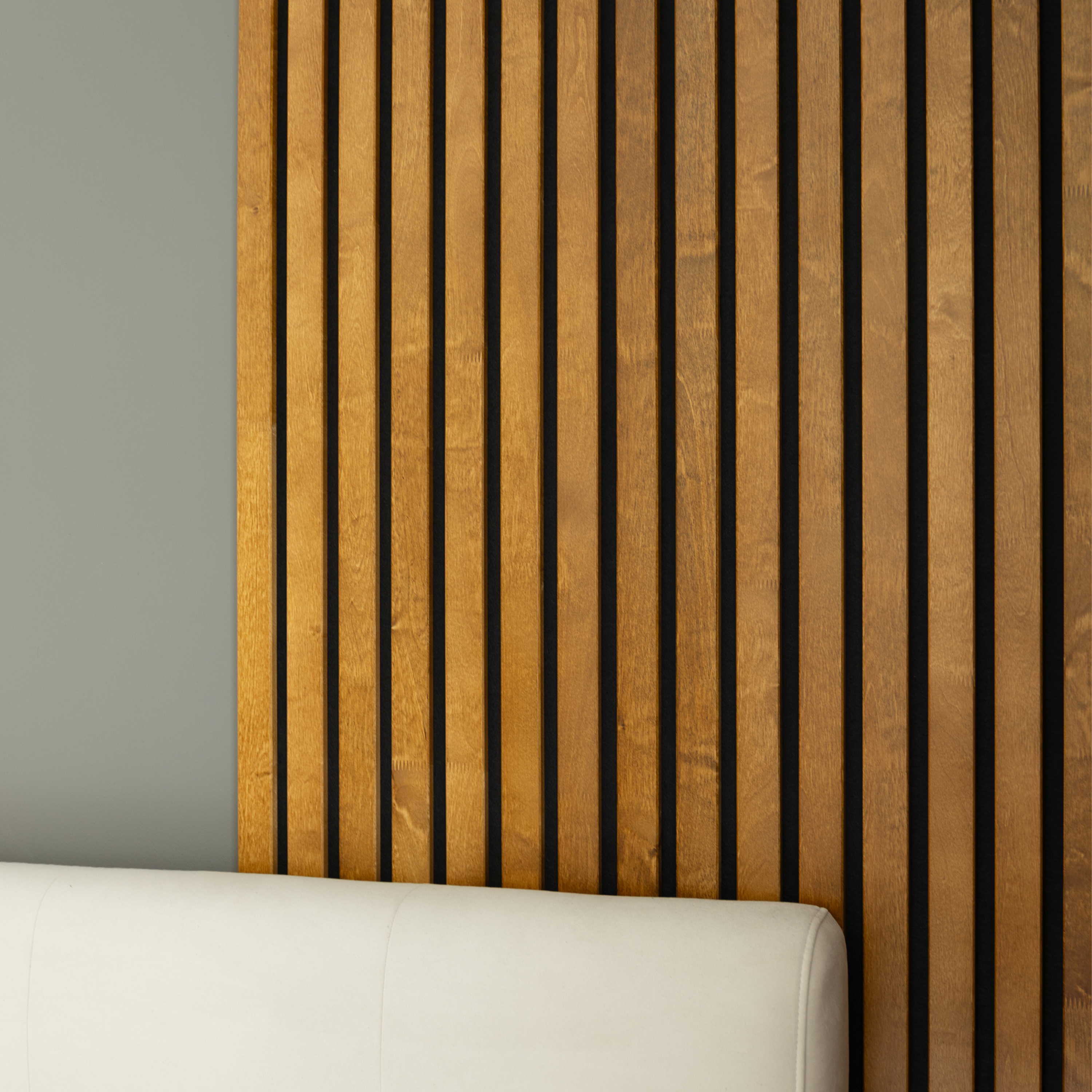 Lot de 2 Panneau Tasseau Acoustique en Bois - Bois de Bouleau Massif - 2400x600mm - Lattes 40mm, Support en Feutre Noir - 7