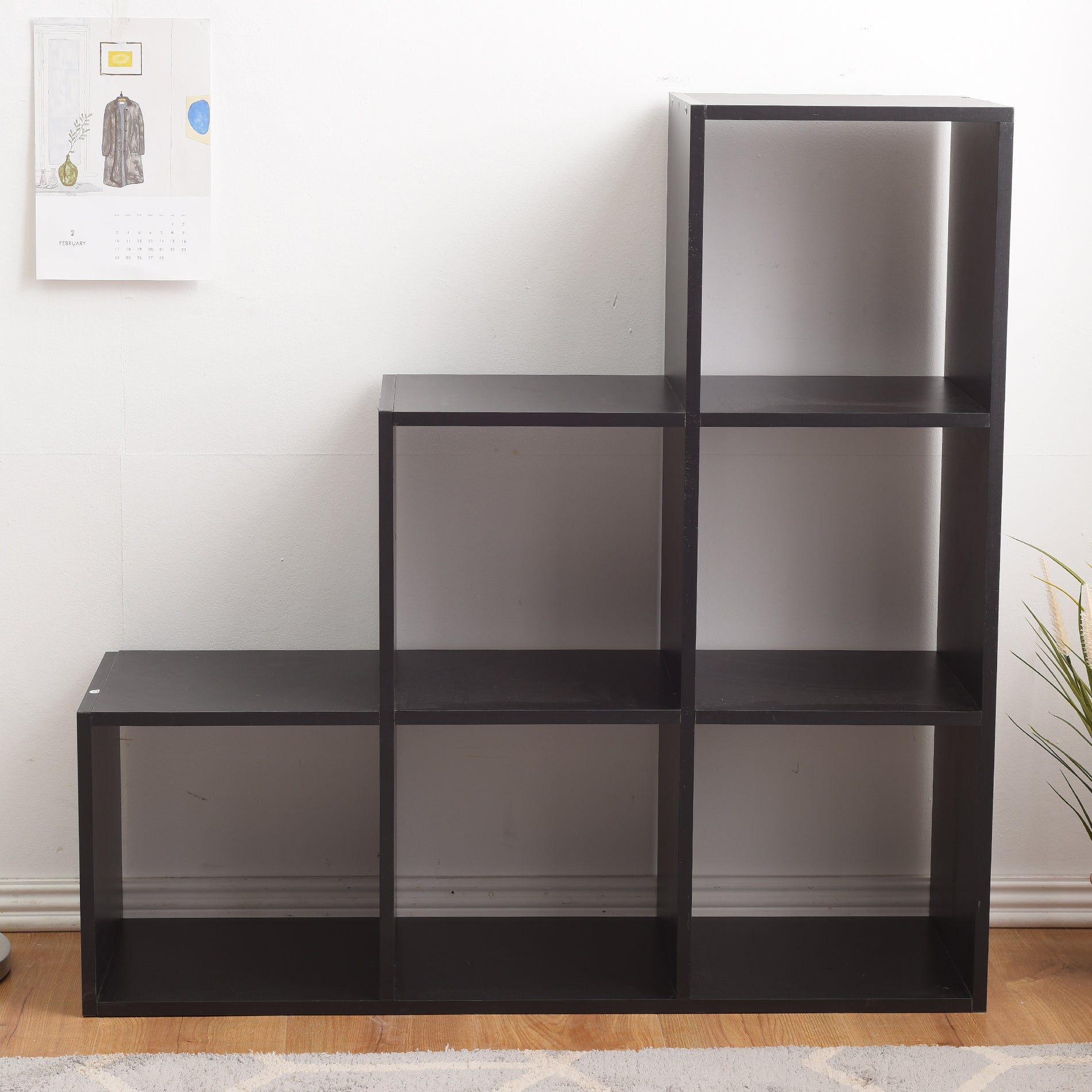 Libreria A Terra Mobili Rebecca Scaffale Nero 6 Vani Mdf 97,5x97,5x29 - 5