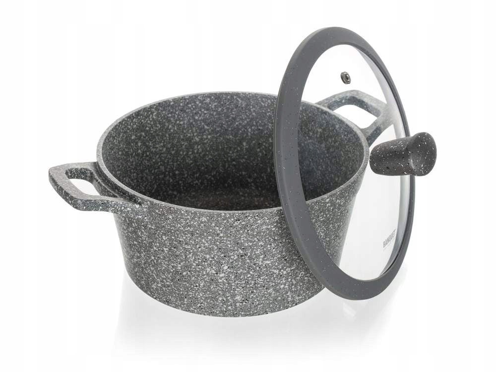GARNEK GRANITE 20 cm do gotowania POKRYWKA 2,5 L jedzenia zupy obiadu