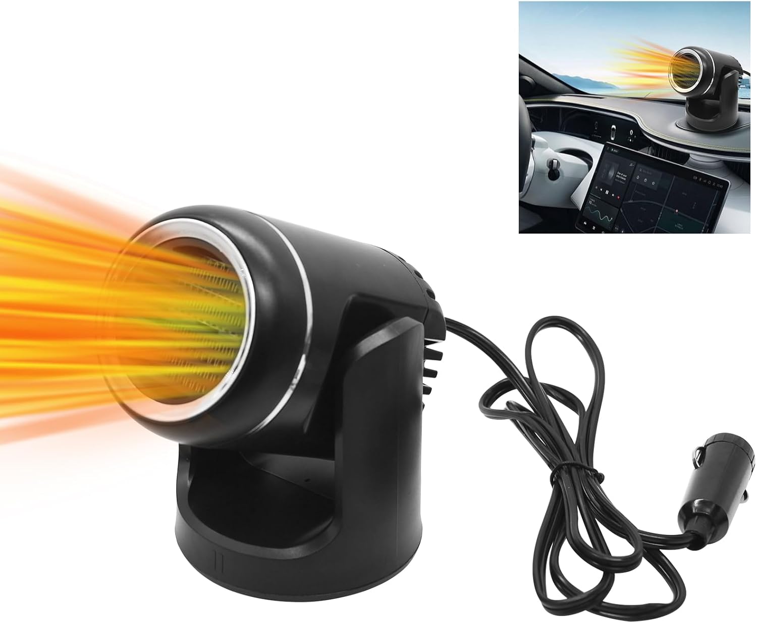Przenośny ogrzewacz samochodowy, wentylator samochodowy 2 w 1 do chłodzenia i ogrzewania, odmrażacz szyby samochodowej 12 V